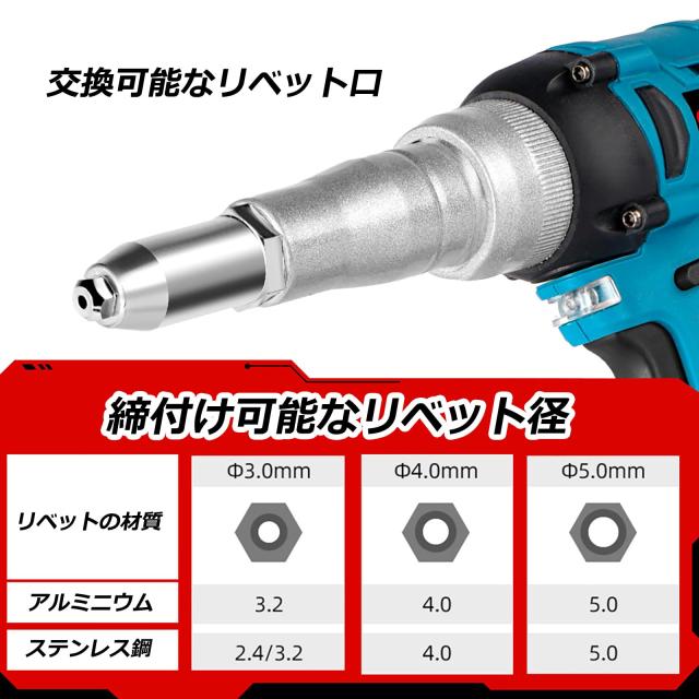 ONEVAN ハンドリベッター 充電式 電動リベットガン 2.4〜5.0mm 18V