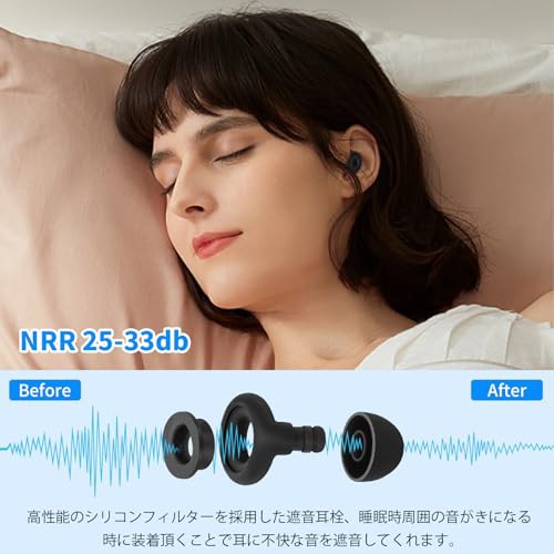 耳栓 睡眠用 完全防音 安眠 ノイズキャンセリング 高性能 ノイズ低減