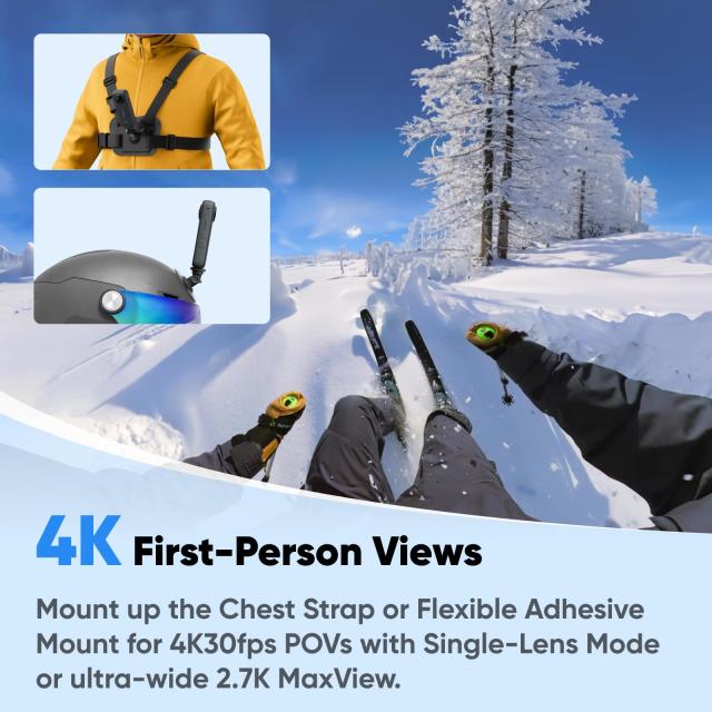 Insta360 X3 -スキーキット｜360度カメラ アクションカメラ 新型1/2インチ48MPセンサー IPX8防水 5.7K360度動画 72MP360度写真 手ブレ補