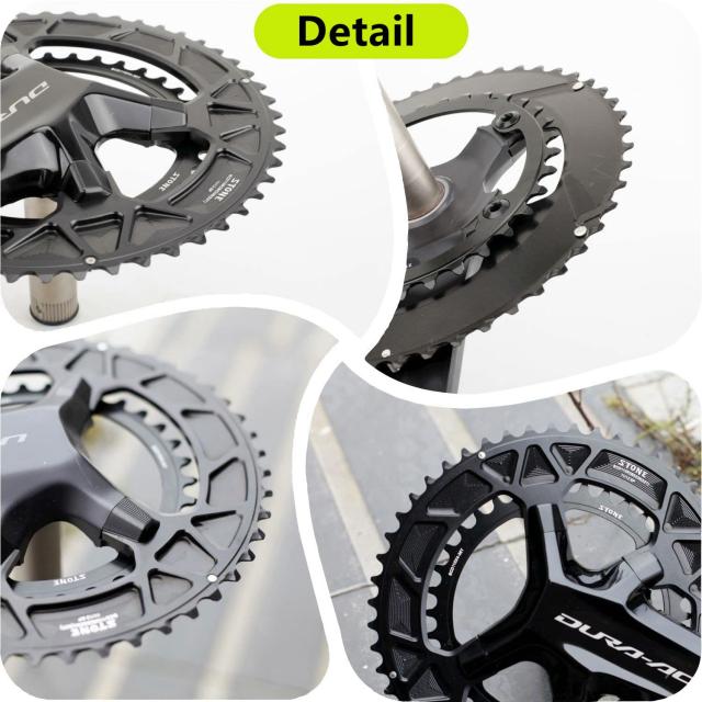 Stone 110bcd ダブルサークルチェーンリング Shimano 105 R7100 UT R8100 DA R9200 ロードバイク用 55-40T,46-32T,48-33T,50-34T,54-40T,_2