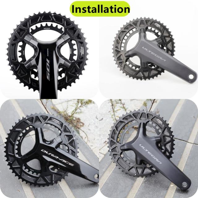 Stone 110bcd ダブルサークルチェーンリング Shimano 105 R7100 UT R8100 DA R9200 ロードバイク用 55-40T,46-32T,48-33T,50-34T,54-40T,_7