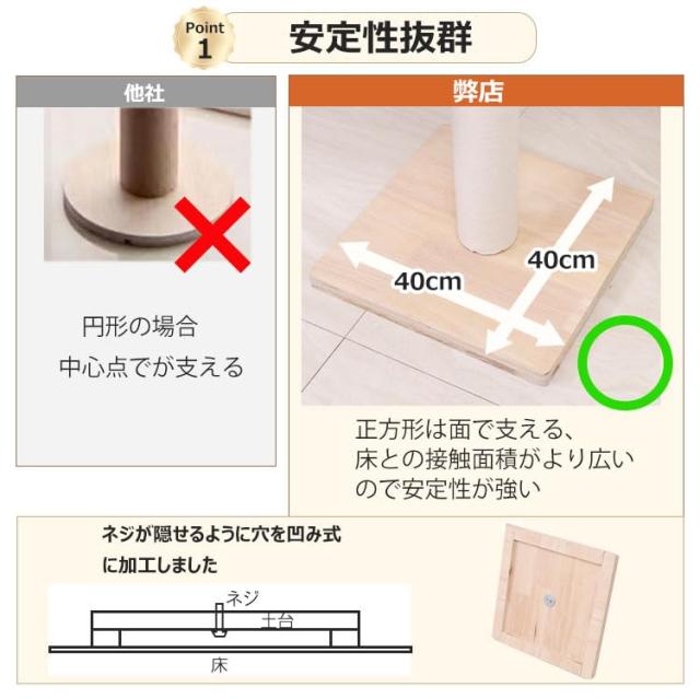 PETTIFUL キャットタワー 突っ張り 木製 キャットタワー宇宙船 バネ保護設置 取付動画 爪とぎポード キャットツリー 突っ張り 支柱直径12_1