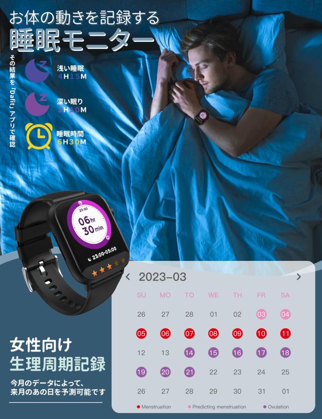 スマートウォッチ 通話機能付き LINE着信通知 1.85インチ大画面 120