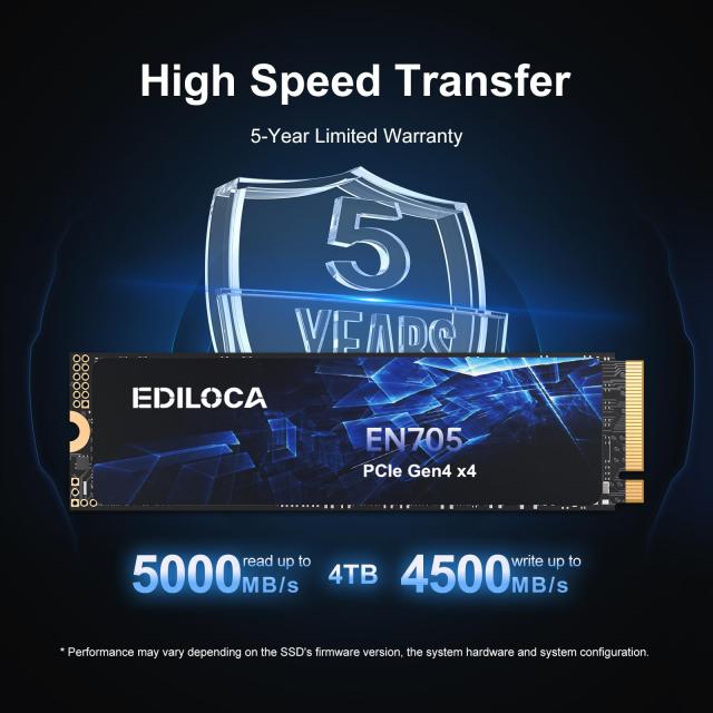 Ediloca EN705 SSD 4TB PCIe Gen4 NVMe M.2 2280 PS5動作確認済み 最大