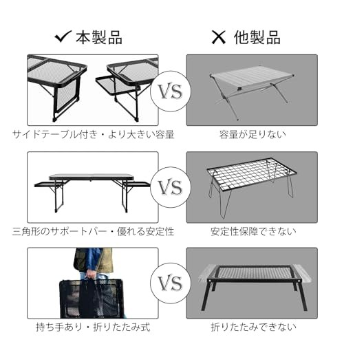RUNCTY キャンプ テーブル メッシュ アウトドアテーブル サイド