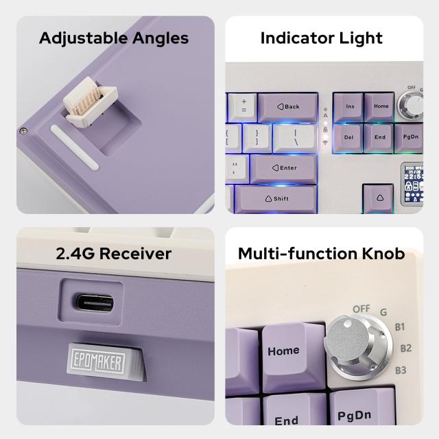 【新登場】EPOMAKER Shadow-X Gasket メカニカルキーボード ホットスワップ対応 2.4ghz/Bluetooth/USB-C有線ワイヤレスゲーミングキーボの通販は