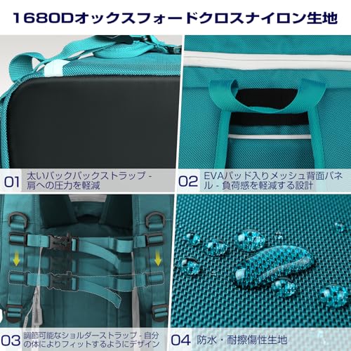 RESVIN スノーボード バックパック スキーブーツバッグ、大容量55L