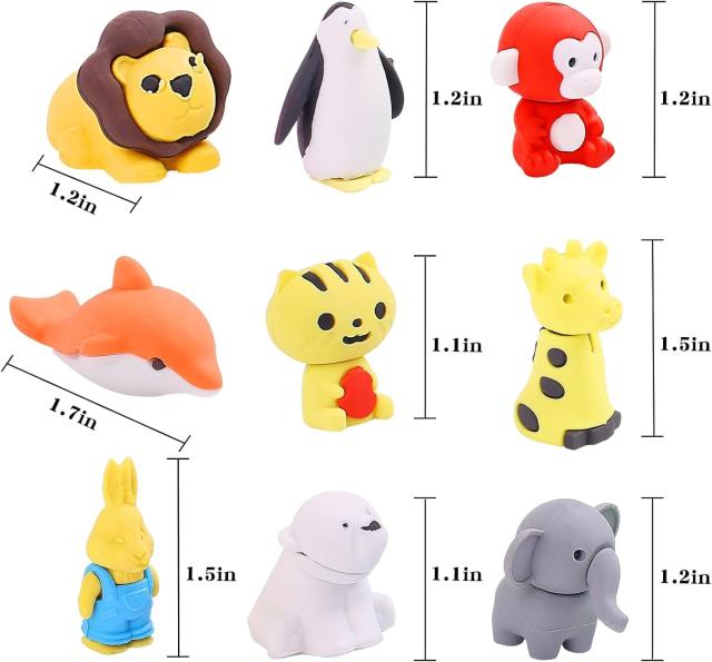 100PCS 子供用消しゴムかわいい 動物 鉛筆消しゴム ミニパズル鉛筆