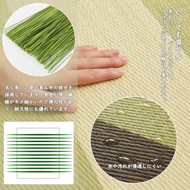 い草 ラグ ござ カーペット 191x191cm 厚手 ウレタン入り ふっくら 滑り止め付き 裏貼り クッション 和風 モダン おしゃれ 紋織 縁付き_2