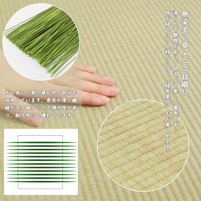 置き畳 琉球畳 ユニット畳 い草 畳 マット 半畳 82x82cm 4枚 滑り止め付き 裏張り 縁なし クッション 厚さ1.5cm 無染土い草 和風 モダン_1