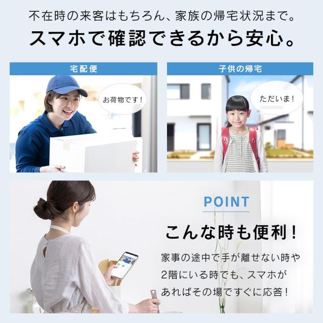 アイリスオーヤマ テレビドアホン スマホ連動 動きを検知し自動録画 防犯対策 機械音声応答機能 インターホン カメラ付き モニター かん_3