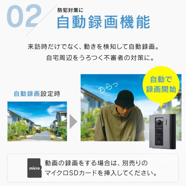 アイリスオーヤマ テレビドアホン スマホ連動 動きを検知し自動録画 防犯対策 機械音声応答機能 インターホン カメラ付き モニター かん_4