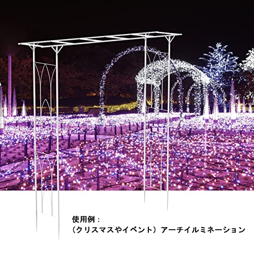 Susire ガーデンアーチ アイアン ホワイト つるバラ用アーチ 大型 ガーデニング 幅200cm パーゴラ 藤棚 ローズアーチ 鉄製アーチ 頑丈 結_7