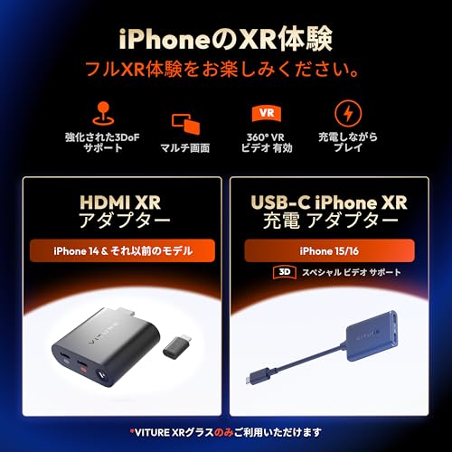 VITURE HDMI XR アダプター iPhone 14 ＆以前モデル対応 マルチスクリーン/3DoF強化/VR動画対応 2.8駆動時間 充電しながらプレイ可能 PS/X_9