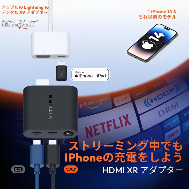 VITURE HDMI XR アダプター iPhone 14 ＆以前モデル対応 マルチスクリーン/3DoF強化/VR動画対応 2.8駆動時間 充電しながらプレイ可能 PS/X_6