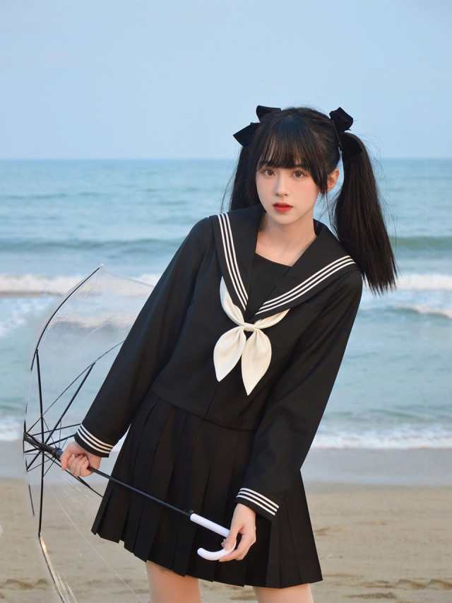 YAISHN] セーラー服 本格制服 黒 白 三本線 長袖 コスプレ 制服 プリーツスカート ハロウィン 仮装 上下セット 女子制服 JK 高校生  清楚の通販はau PAY マーケット - ks-shop2 | au PAY マーケット－通販サイト