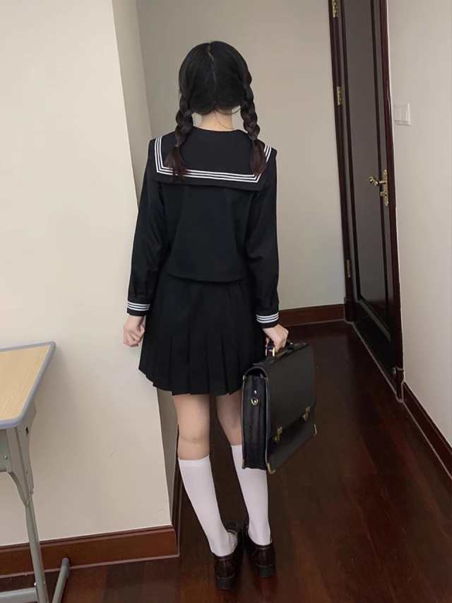 YAISHN] セーラー服 本格制服 黒 白 三本線 長袖 コスプレ 制服 プリーツスカート ハロウィン 仮装 上下セット 女子制服 JK 高校生  清楚の通販はau PAY マーケット - ks-shop2 | au PAY マーケット－通販サイト