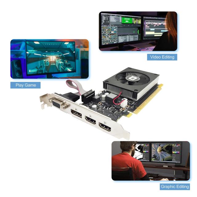 GeForce GT 730 グラフィックボード，4GB，DDR3，64ビット、PCI Express X8、DirectX12、2X HDMI、ロープロファイル、PC、SFF、およびHTP_4