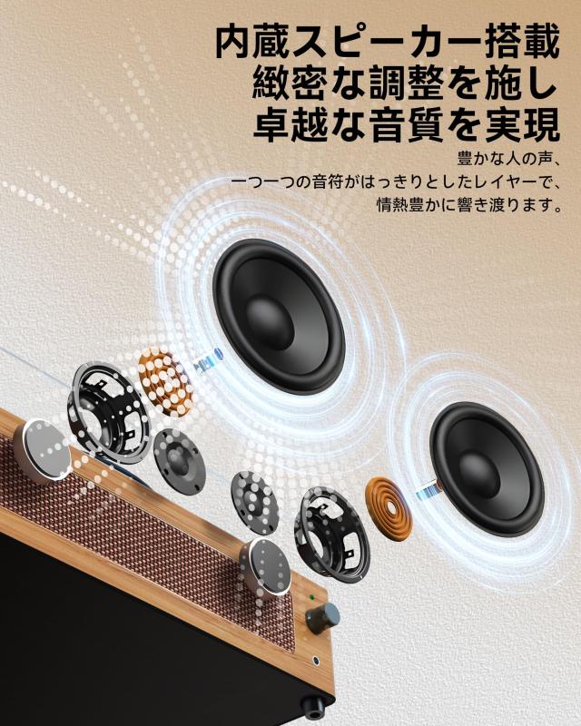 Hoshikou Denpa レコードプレーヤー 内蔵スピーカー付きの復古蓄音機