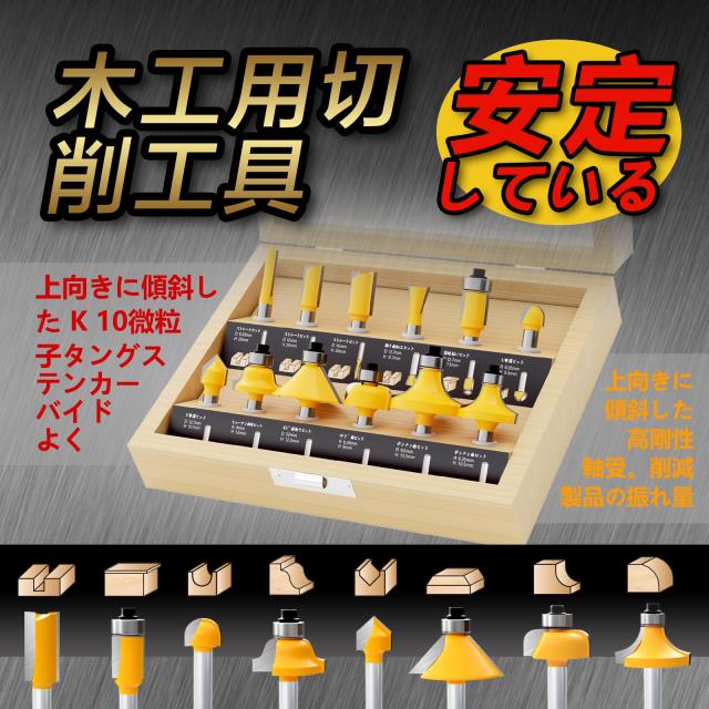 【数量限定】CSOOM プロ木工トリマービットセット 超硬ルーターセット 24本 CSOOM プロ木工トリマービットセット 超硬ルーターセット 15本組 軸径