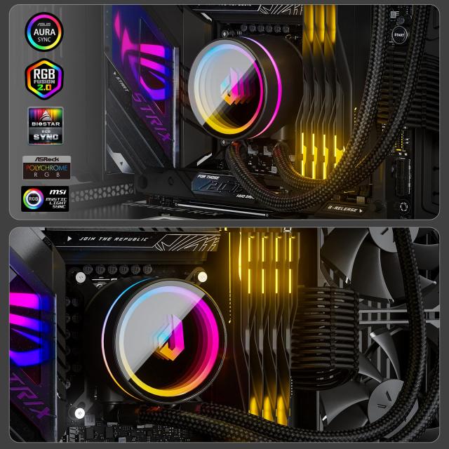 upHere 簡易水冷CPUクーラー 360mmラジエーター 水冷システム 120mmPWM
