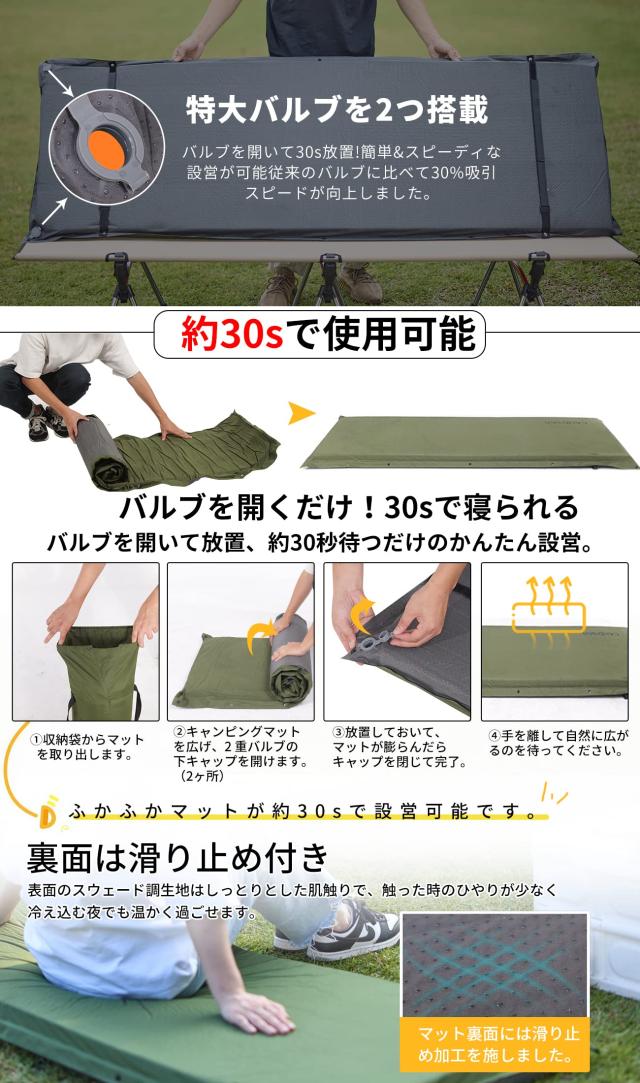 CAMDOOR 難民キャンプ つや消し 大気圏つや消し 朦々たる 10糎【30秒自動小銃ふくれ上がる・より惜しみ無い】インフレーターマット 車中泊 キャンパー 果てしが無い繋ぎ合わせる能力のある キャ