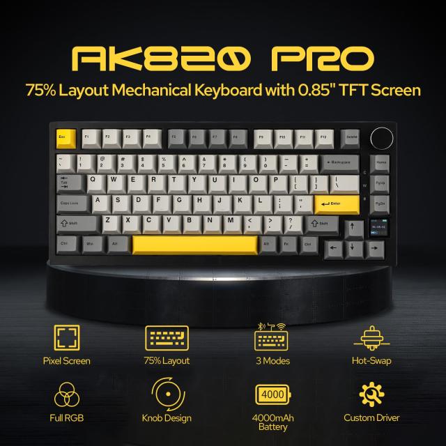 EPOMAKER Ajazz AK820 Pro ゲーミングキーボード 75% ガスケット搭載 メカニカルキーボード TFTスクリーン 3モード(Bluetooth 5.1/2.4Gワの通販は EPOMAKER Ajazz AK820 Pro ゲーミングキーボード 75% ガスケット搭載 メカニカルキーボード TFTスクリーン 3モード(Bluetooth 5.1/2.4Gワの通販は