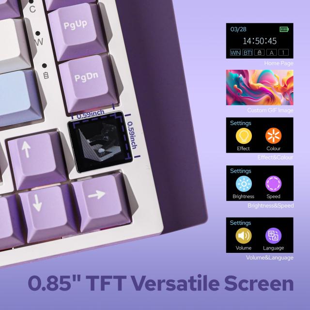 EPOMAKER Ajazz AK820 Pro ゲーミングキーボード 75%ガスケット搭載メカニカルキーボード TFTスクリーン 3モード(Bluetooth 5.1/2.4Gワイ_2