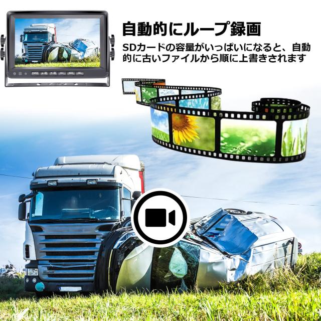MJXD バックカメラ バックカメラモニターセット バックモニター トラック用品 バックカメラ ワイヤレス HD1080P DVR録画 12V-24V対応 DIY_4