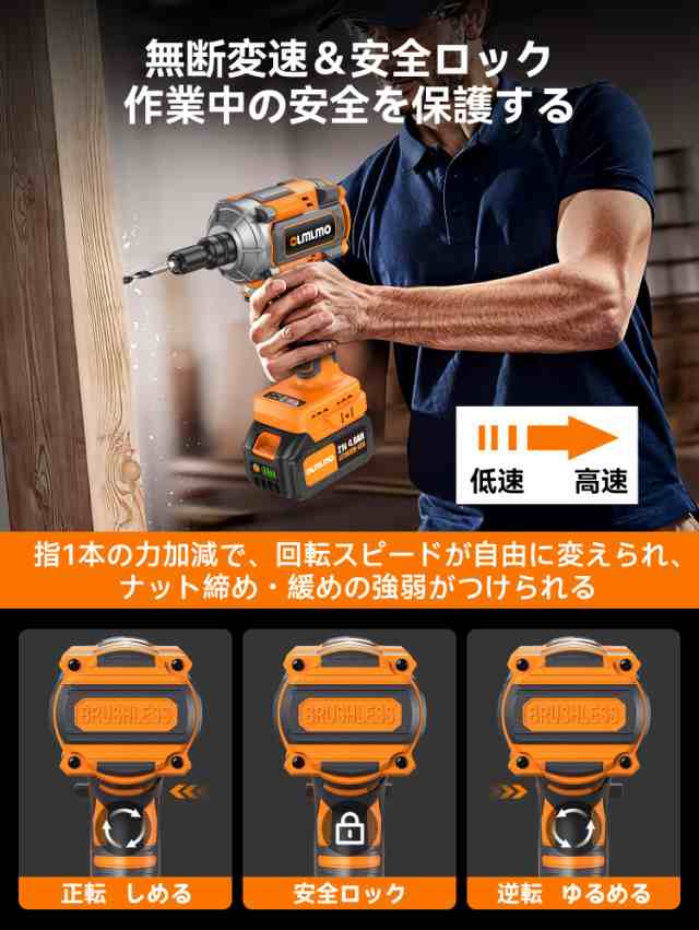 Olmlmo インパクトレンチ タイヤ交換 充電式 小型電動レンチ 強力 650N・m ブラシレスモーター 一台３役 人気 ドリルドライバー インパクの通販はau  PAY マーケット - ks-shop2 | au PAY マーケット－通販サイト