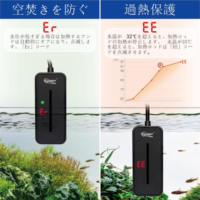 hygger 小型水中ヒーター 100W ミニベタ水槽ヒーター サーモスタット