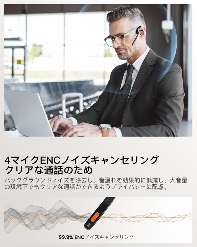 EKSA S30 オープンイヤー型ワイヤレスイヤホン Bluetooth5.3 耳