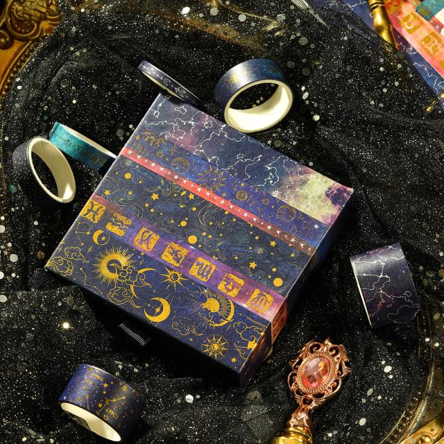 Songdao 20巻 星空 マスキングテープ セット 天の川 和紙テープ 女性の