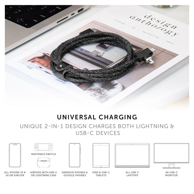 Native Union（ネイティブユニオン）Belt Cable Duo Pro 240W −2.4m の強化された編み上げ2-in-1ユニバーサルUSB-C＆ライトニングケーブ_1