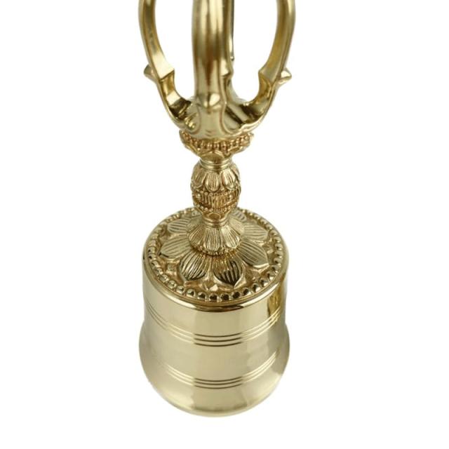 「真鍮製・金剛鈴」五鈷鈴 密教で使われる仏具 密教法具 寺院仏具 巡礼用品 遍路用品 (小型 高さ10cm×口径4.7cm)