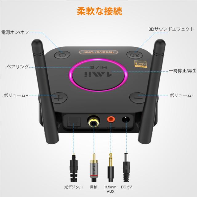 美品★1Mii Hi-Res Audio ワイヤレスオーディオレシーバー 本体 1Mii LDAC Hi-Res Audio Bluetooth 5.2 レシーバー、オーディオマニア