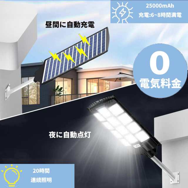 1044 LED ・超明るい 】LED ソーラー街灯 屋外 1200w 25000LM 外灯