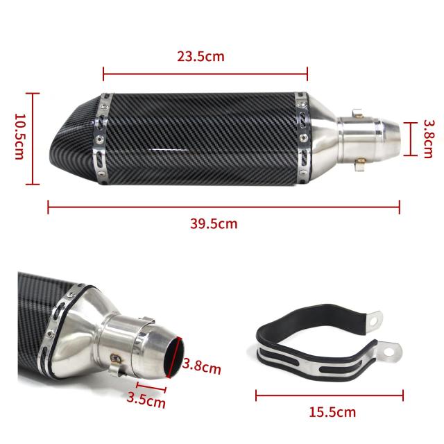 スリップオンマフラー38mm - 50.8mm 汎用バイクサイレンサー 排気管