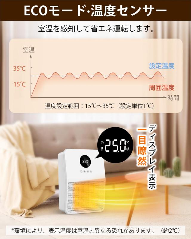 ヒーター 壁掛け 人感センサー付き セラミックヒーター 【ヒート 