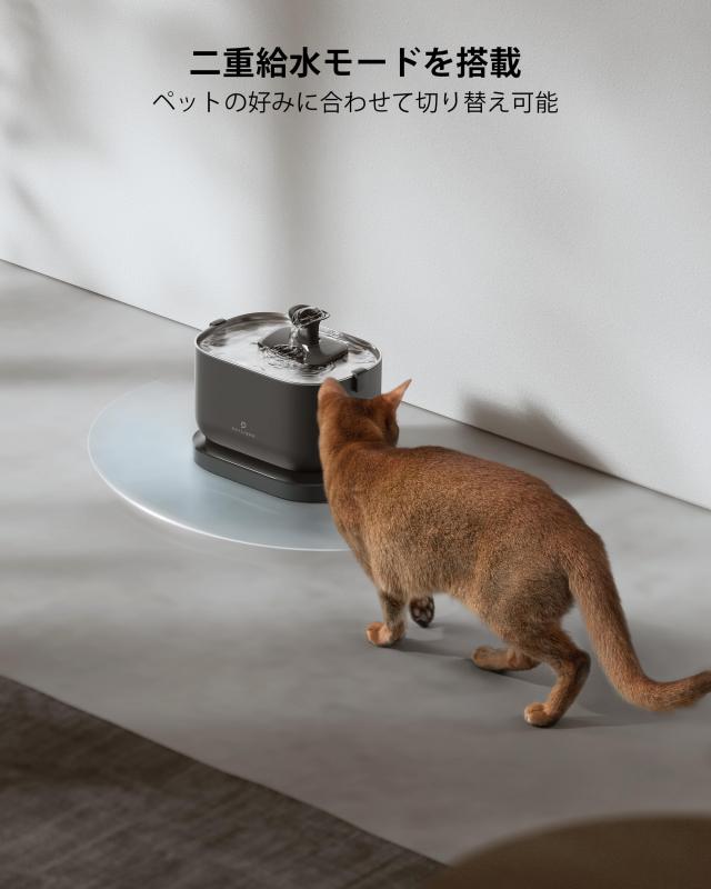 PETLIBRO 水飲み器 給水器 自動 コードレス ワイヤレスポンプ 2.5L大容量 2WAY給電 電池内蔵 無制限置き場所 表示ランプ付き 4重濾過 静_3