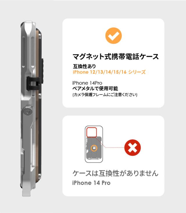 Aulumu G03 レザーメタルカードケース - [MagSafe対応] 多機能 - 携帯