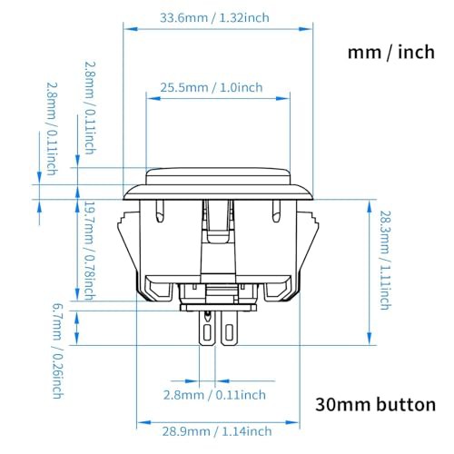 QANBA Gravity KS アケコン ボタン 24/30MM アケコン 静音ボタン 8個(箱入り) アーケード ボタン 重力機械軸 48dB静音 高耐久性 アケコン