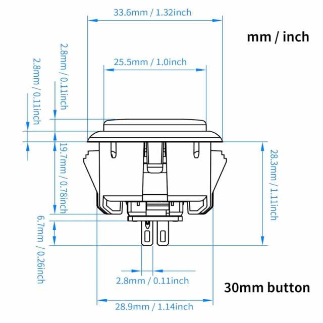 QANBA Gravity KS アケコン ボタン 24/30MM アケコン 静音ボタン(箱入り) (透明な紫黒(8個セット30mm))