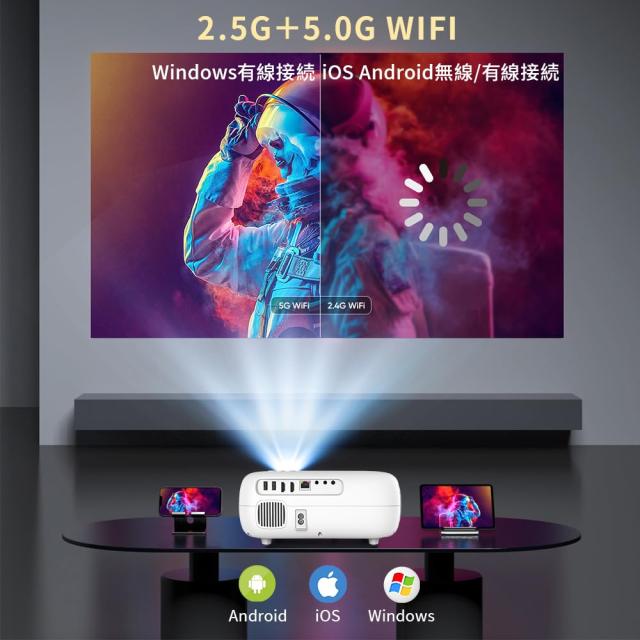 WiFi プロジェクター 1080P ネイティブ解像度 300ANSI 16000lm【自動台形補正、電子フォーカス 】HDMI USB AV LAN Audio Outポート対応_1