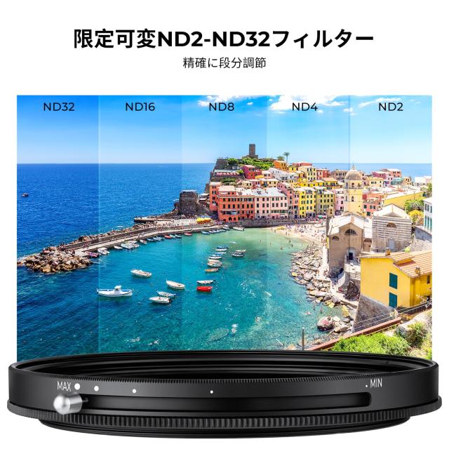 K＆F Concept 55mm ND2-32＆CPLフィルター 多機能フィルター 2in1 一枚二役 減光+偏光効果 両面24層ナノコーティング 防水撥油キズ防止 可_4