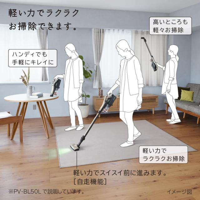 日立 掃除機 コードレス スティッククリーナー 軽量 1.4kg 自走式 LEDライト 自動モード PV-BL50L パワかるスティック 日本製 ライトゴー
