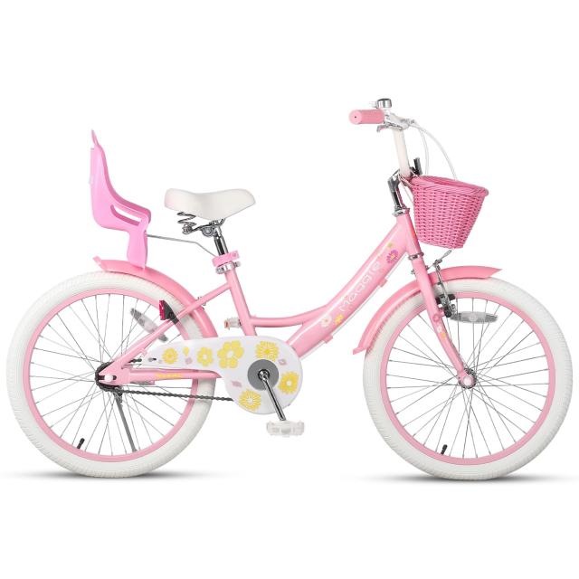 Glerc Maggie 子供用自転車 女の子用 キッズバイク 幼児乗り練習 花柄 かご付き 補助輪付き こども三輪 桜ピンク 20インチ Glerc Maggie 子供用自転車 女の子用 キッズバイク 幼児乗り練習 花柄