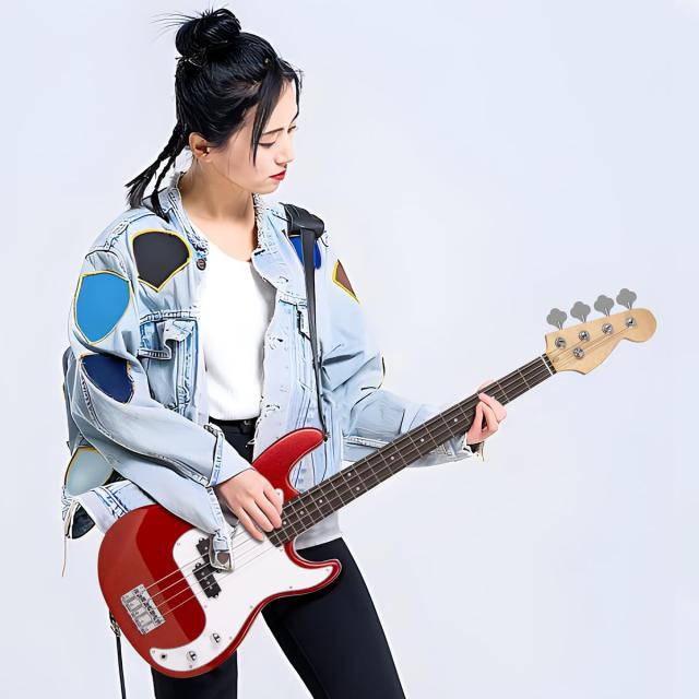 Bullfighterエレキベースセットアクセサリーセット付き、4弦bassエレキベース初心者入門パフォーマンスロック楽器 Bass (FD-Red)_5