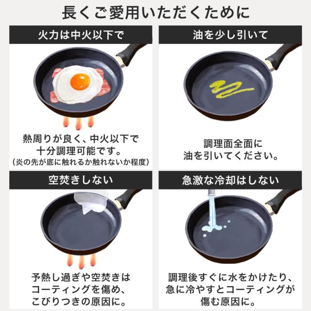 アイリスオーヤマ フライパン 鍋 セット フライパンセット 12点 ガス火専用 軽量 お手入れ簡単 取っ手のとれる ダイヤモンドコート ダイ_6