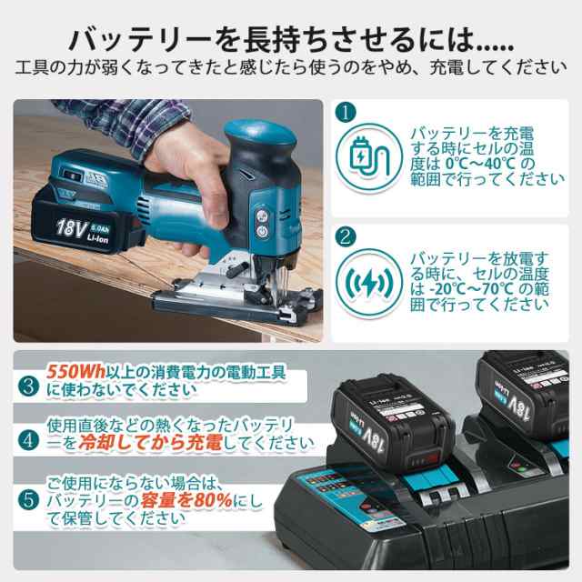 Gakkiti マキタ 18v 互換 BL1860B バッテリー 6.0ah USB充電ポート付き 2個セットマキタ18v互換バッテリー LED残量表示付き 電動工具用バ